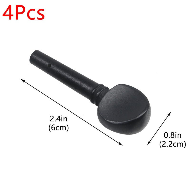 Geesatis 4 pcs 4/4 Violin Tuning Pegs Fiddle Black Ebony Wood Violin Tuning Pegs Replacement Sets - Image 2